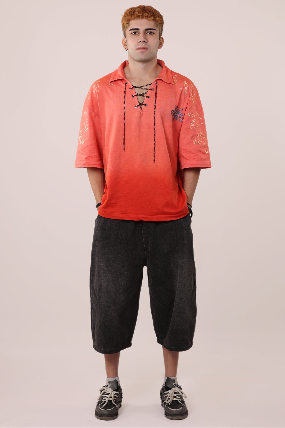 Red Ombre Spill Polo Tee