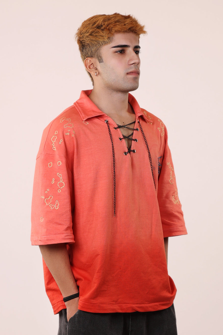 Red Ombre Spill Polo Tee
