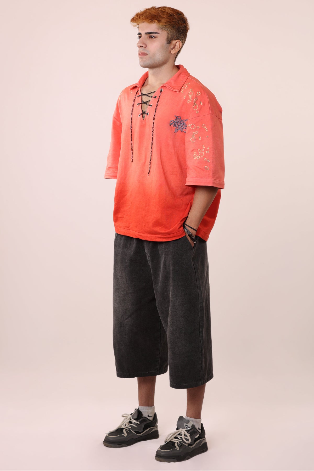 Red Ombre Spill Polo Tee