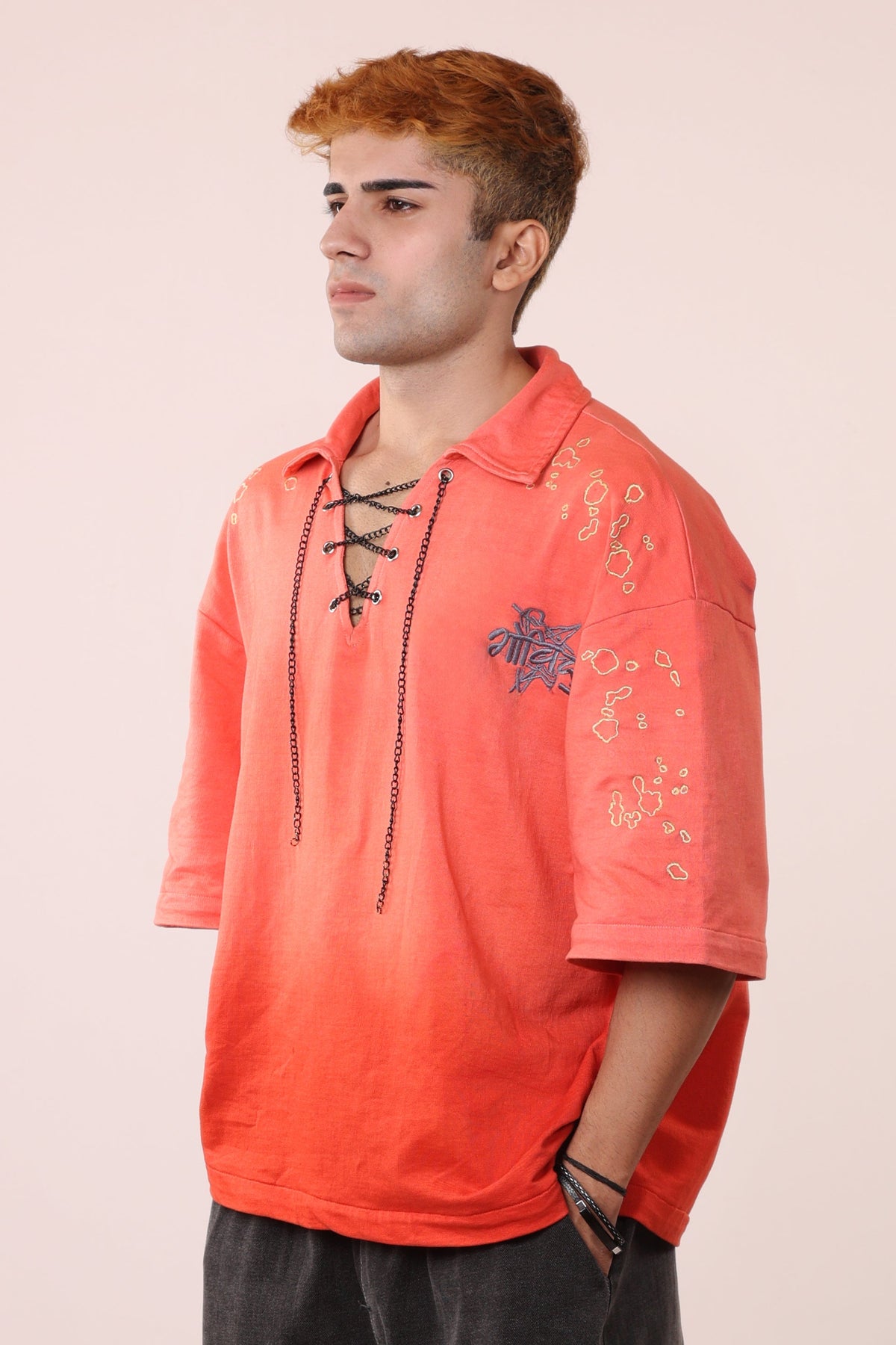 Red Ombre Spill Polo Tee