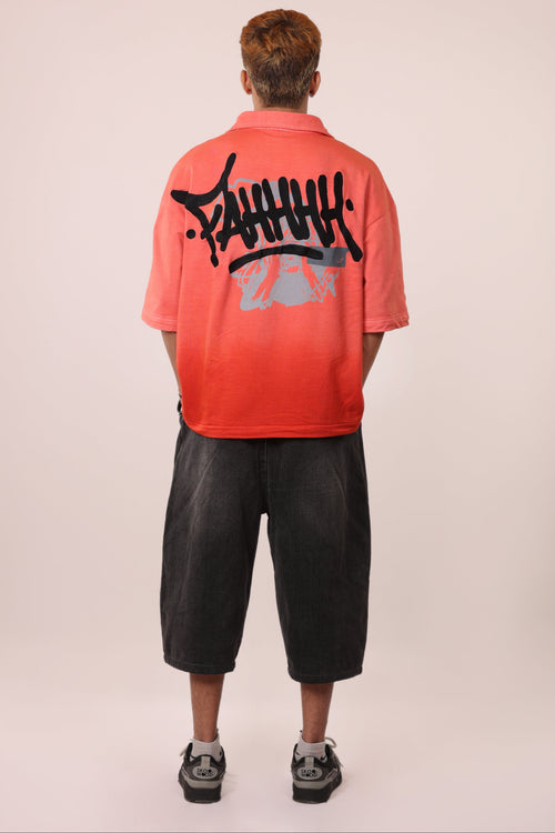Red Ombre Spill Polo Tee