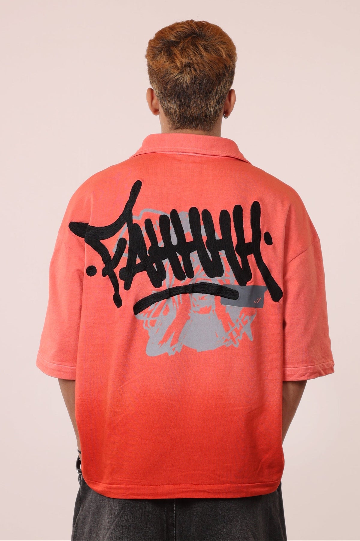 Red Ombre Spill Polo Tee