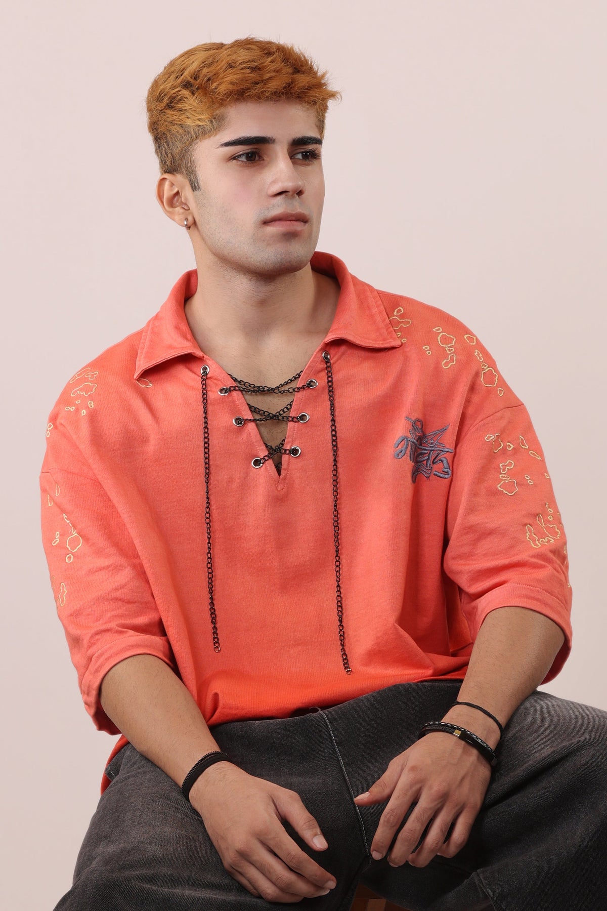 Red Ombre Spill Polo Tee